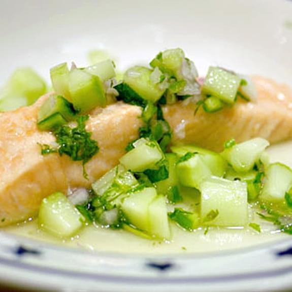 Salmon with Cucumber Chile Relish