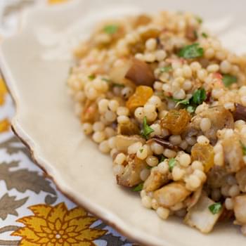 Israeli Couscous with Roasted Eggplant and Cinnamon-Cumin Dressing