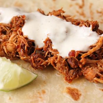 Saucy Slow-Cooked Shredded Chicken Tacos