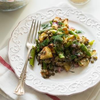 Roasted Potato and Asparagus Lentil Salad with Tangy Mustard-Lemon Dressing