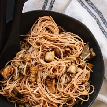 Roasted Eggplant Spaghetti with Miso Brown Butter Sauce