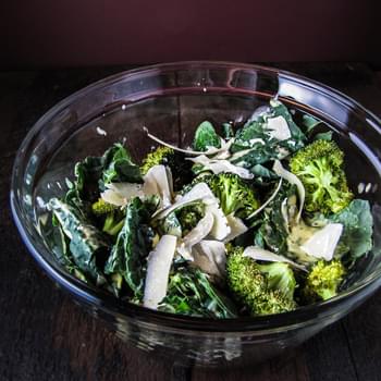 Roasted Broccoli and Kale Caesar Salad