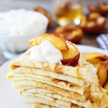 Crepes with Grilled Peaches & Cream