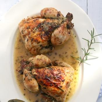 Baby Chickens Roasted In Wine And Herbs