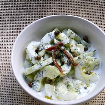 Cucumber, Dill & Yoghurt Salad with Capers and Anchovies