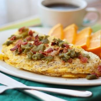 Bacon, Green Chile and Mushroom Omelet