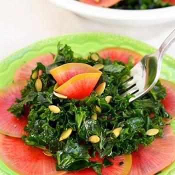 Kale Salad with Quick-Pickled Watermelon Radish