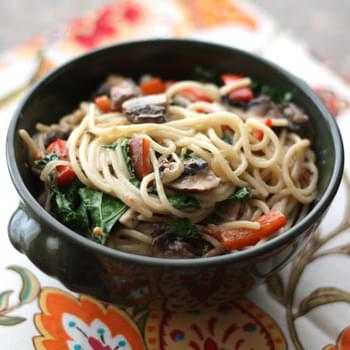 Chipotle Pasta with Kale, Peppers and Mushrooms
