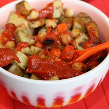 Crisped Potato, Chickpea, and Carrots with Homemade Ketchup