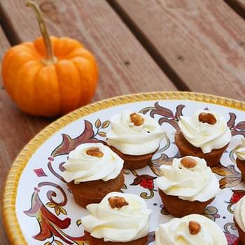 Pumpkin Walnut Cupcakes with Spiced Cream Cheese Frosting