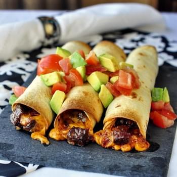 Low Fat Smokey Barbeque Steak and Cheddar Taquitos