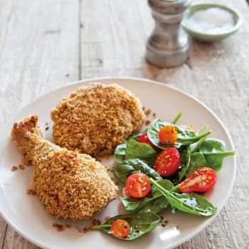 Oven “Fried” Chicken with Baby Spinach Salad