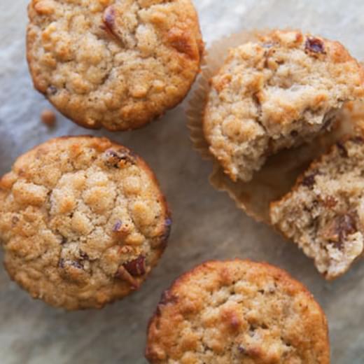 Oatmeal Muffins with Raisins, Dates, and Walnuts