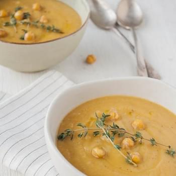 Spring Turnip Soup with Garlic Chickpea Croutons
