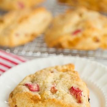 Cream Scones Infused With Vanilla Bean And Loaded With Rhubarb And Crystallized Ginger.