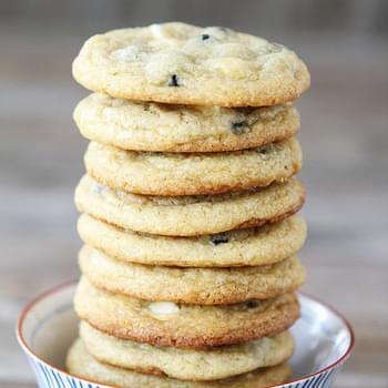 Soft Lemon Cookies With Dried Blueberries And White Chocolate Chips.
