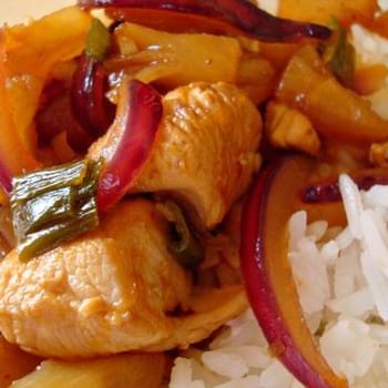 Sweet and Sour Chicken with Pineapple and Red Onion