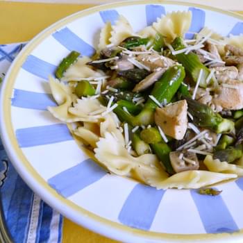 Chicken, Asparagus and Mushrooms with Lemon over Farfalle