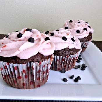 Chocolate Cupcakes with Cherry Butter Cream Frosting