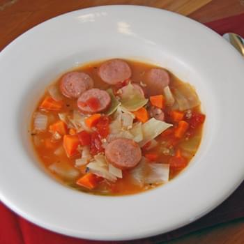 Smoked Sausage, Cabbage and Oat Soup