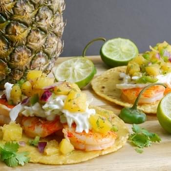 Shrimp Tacos with Grilled Pineapple-Jalapeno Salsa