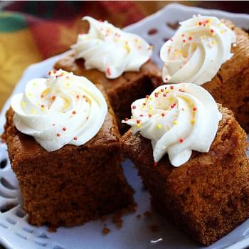 Pumpkin Gingerbread Cake with Spiced Cream Cheese Frosting