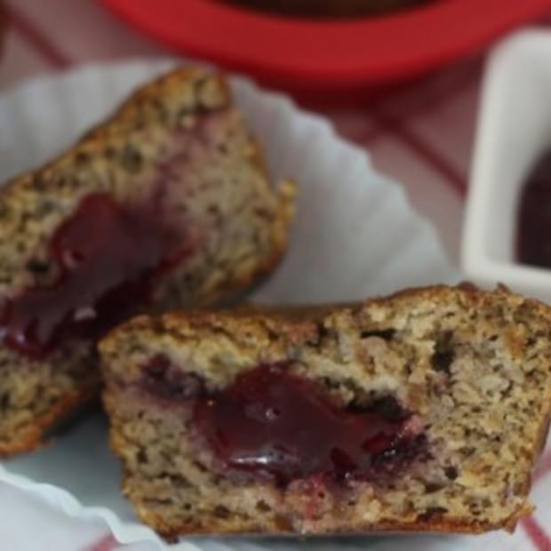 “Peanut Butter” and Jelly Stuffed Muffins