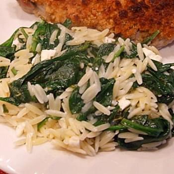 Spinach with Orzo and Feta