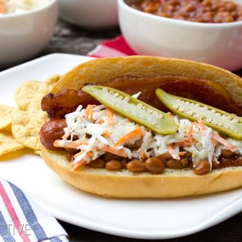 "Southern Comfort" Bacon Hot Dog Recipe with Southern Slaw
