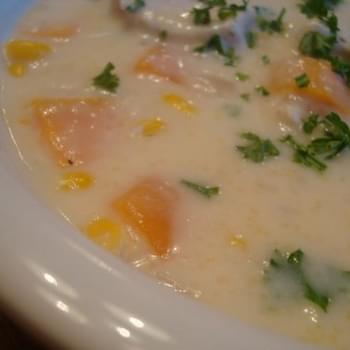 Chicken and Corn Chowder with Sweet Potatoes