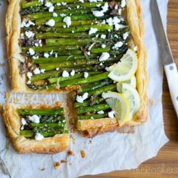 Asparagus Pâte Feuilletée with Scallions and Goat’s Feta Cheese