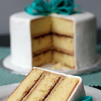 Vanilla Cake with Tiramisu Buttercream and Bittersweet Ganache Filling