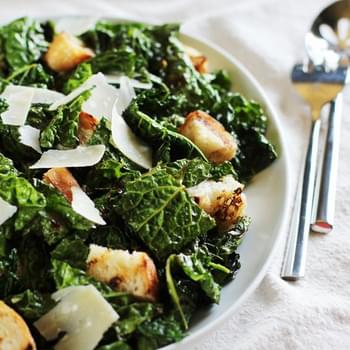 Garlicky Grilled Kale Salad with Grilled Bread