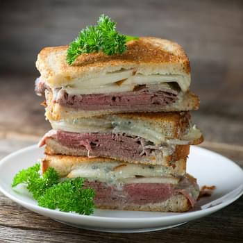 Grilled Roast Beef, Pear and Blue Cheese Sandwiches