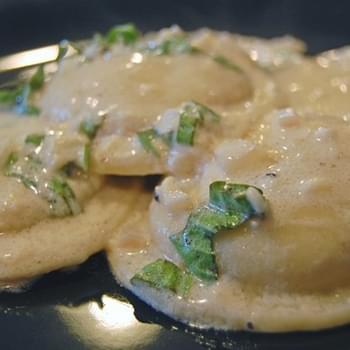 Ravioli with Red Onion, White Wine, and Asiago