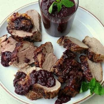 Pork Tenderloin with Blueberry-Bacon Barbecue Sauce