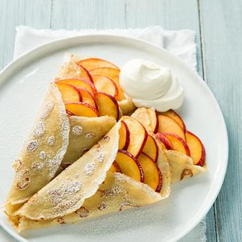 Vanilla Beans Crepes with Peaches and Cream