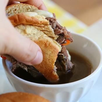 Slow Cooker French Dip Sandwiches with Caramelized Onions
