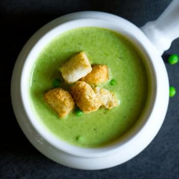 Spring Pea Soup with Leeks and Lentils