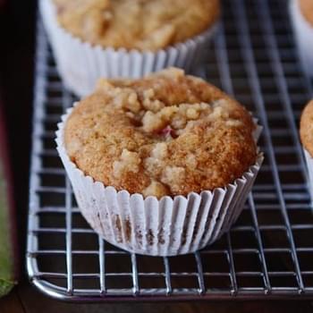 Rhubarb Muffins with A Little Bit of Streusel On Top