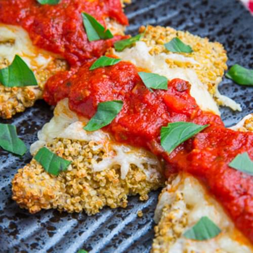 Crispy Baked Quinoa Crusted Chicken Parmesan