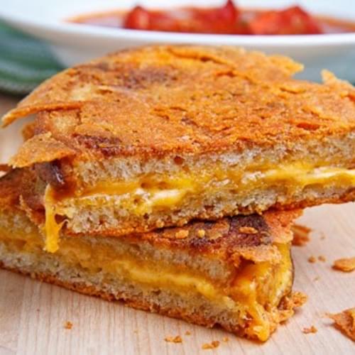Caramelized Cheese Covered Grilled Cheese Sandwich