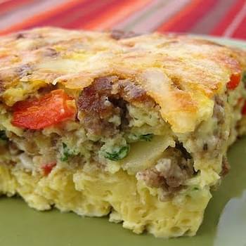 Baked Swiss and Sausage Omelet
