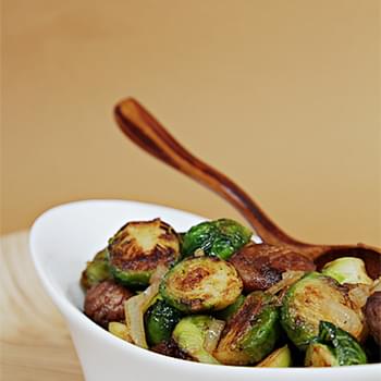 Maple–Glazed Pan-Roasted Brussels Sprouts with Chestnuts
