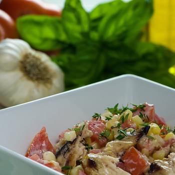 Chicken Salad with Corn, Tomatoes and Goat Cheese Dressing