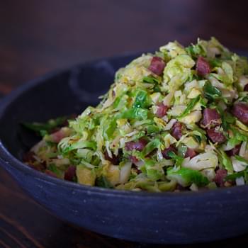 Brussels Sprouts with Chinese Sausage