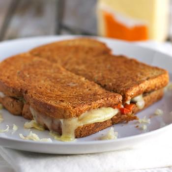 Fontina, Cheddar and Gruyère Grilled Cheese with Roasted Vegetables