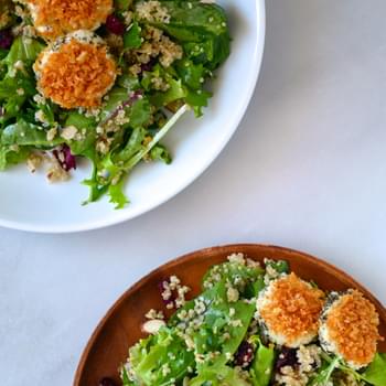 Quinoa Salad with Baked Goat Cheese Rounds