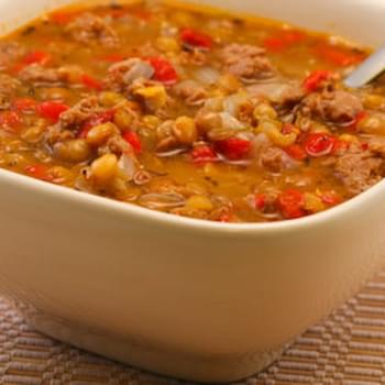 Lentil Soup with Italian Sausage and Roasted Red Peppers