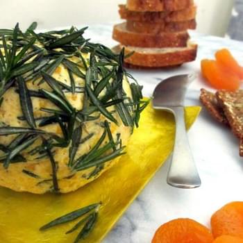 Apricot Goat Cheese Ball with Fried Rosemary and Shallots